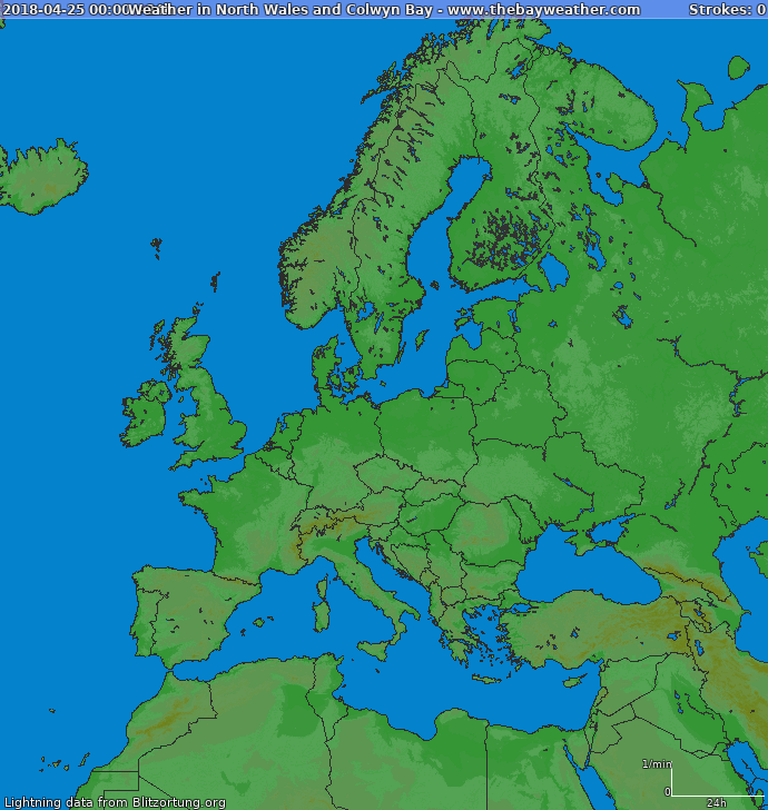 Bliksem kaart Europa 26.04.2018