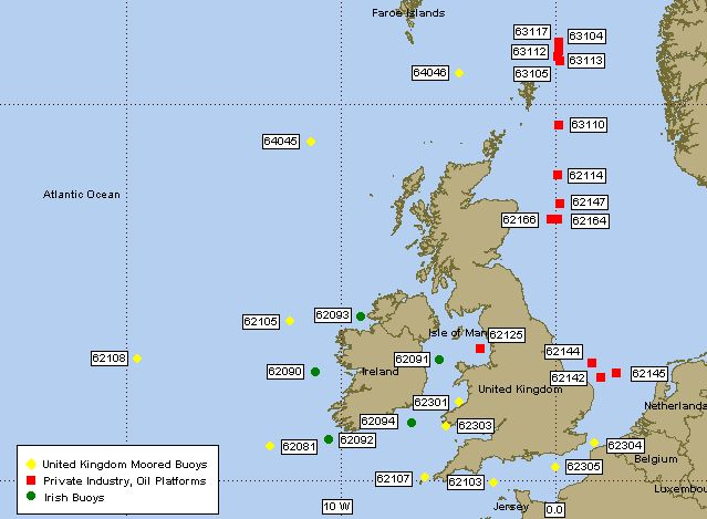 Mesomap of nearby weather buoys