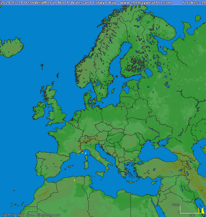 Mapa bleskov Európa 15.05.2024