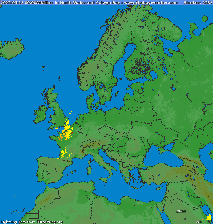 Mapa bleskov Európa 14.06.2025