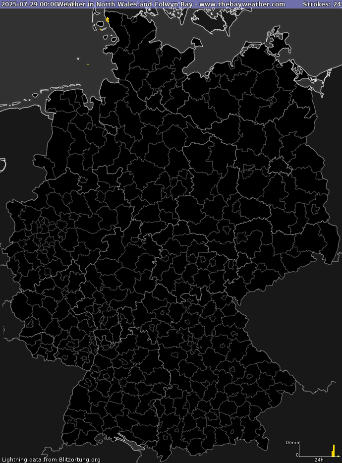 Lightning map Germany 2025-07-30