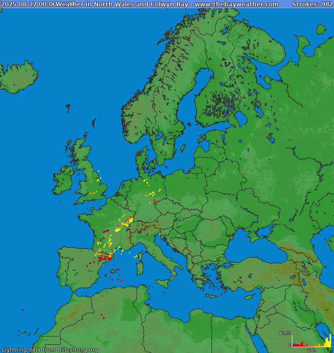 Mapa blesků Evropa 28.08.2025