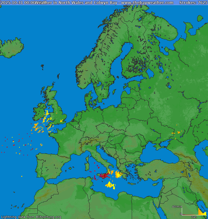 Lightning map Europe 2025-10-31