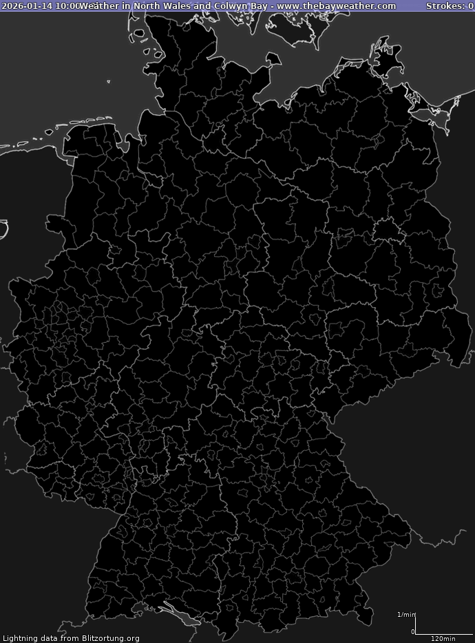 Lightning map Germany 2026-01-14 (Animation)