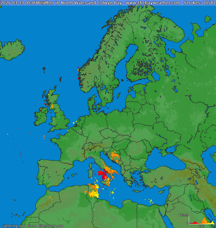 Carte de la foudre Europe 13/03/2026