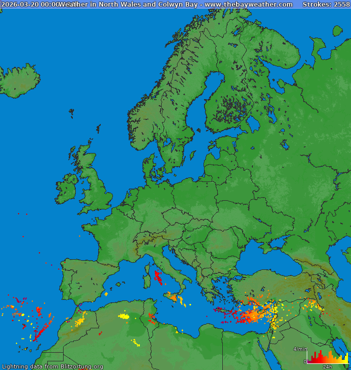 Lightning map Europe 2026-03-20
