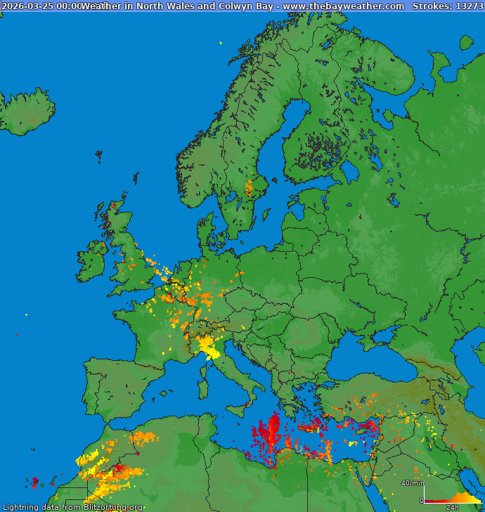 Карта блискавок Європа 25.03.2026