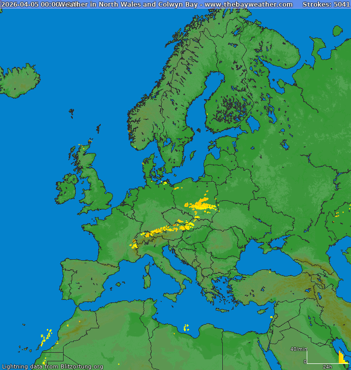 Mappa dei fulmini Europa 06.04.2026