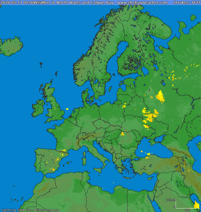 Mappa dei fulmini Europa 18.05.2026