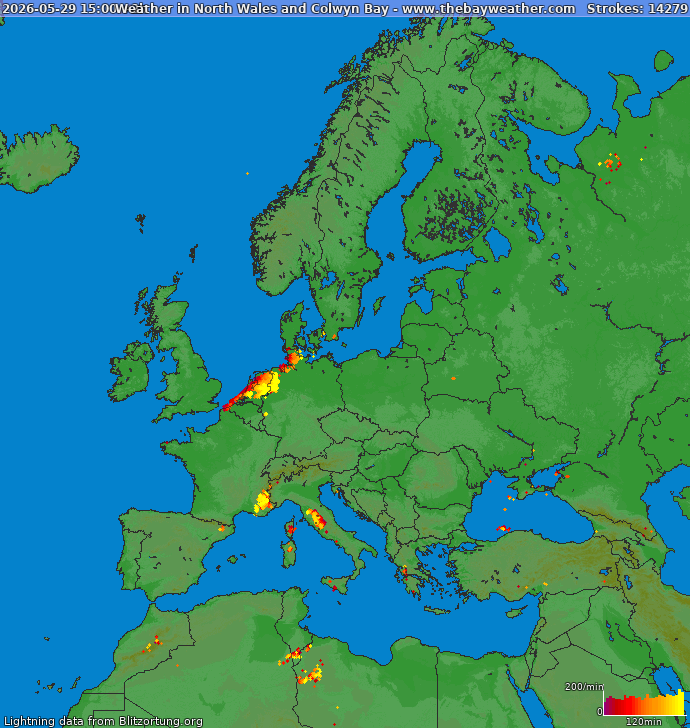 Lightning map Europe 2026-05-29 (Animation)