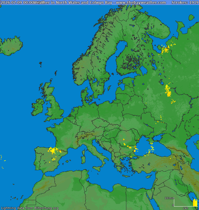 Lightning map Europe 2026-07-10