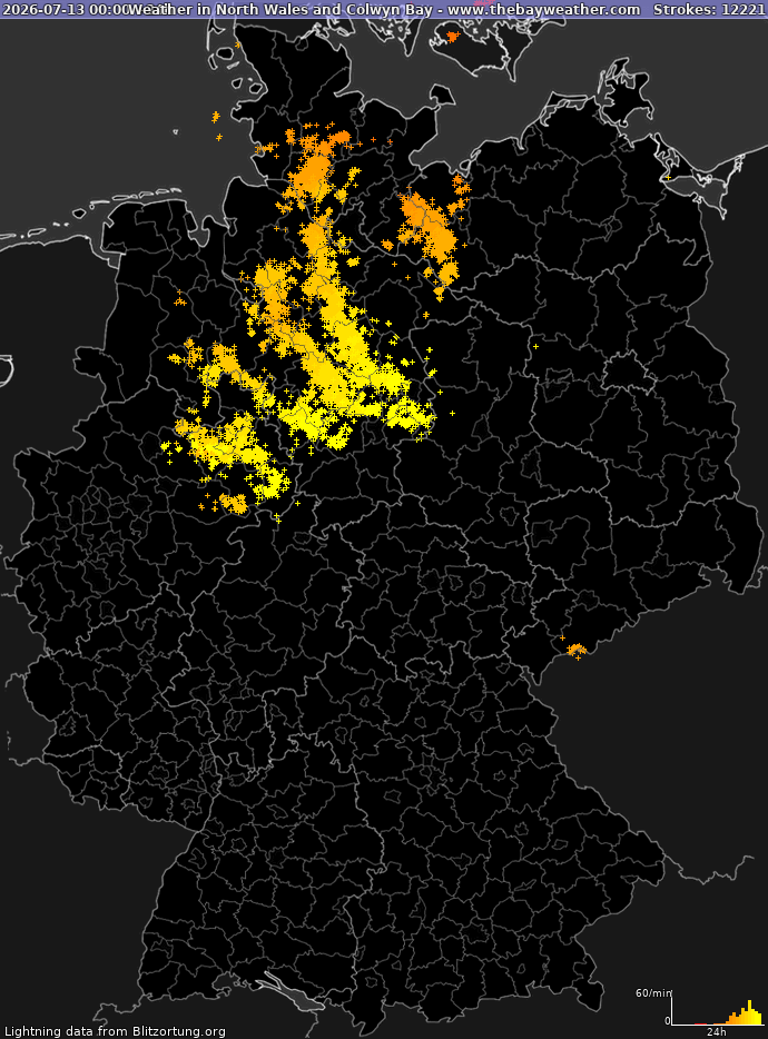Lightning map Germany 2026-07-14