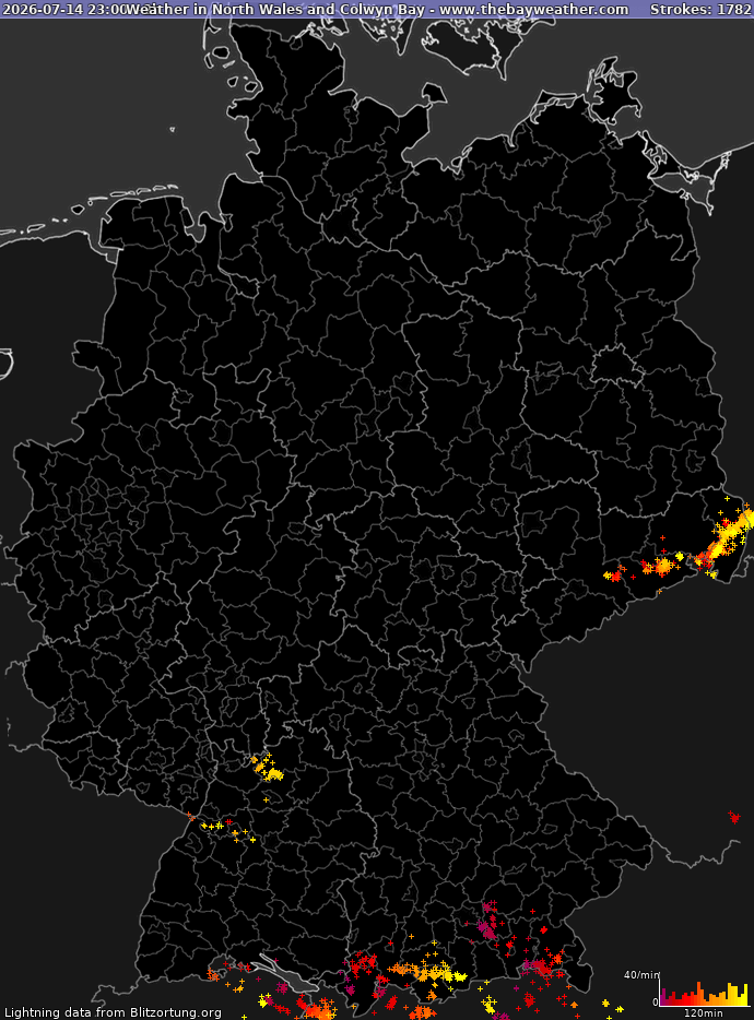 Lightning map Germany 2026-07-15 (Animation)