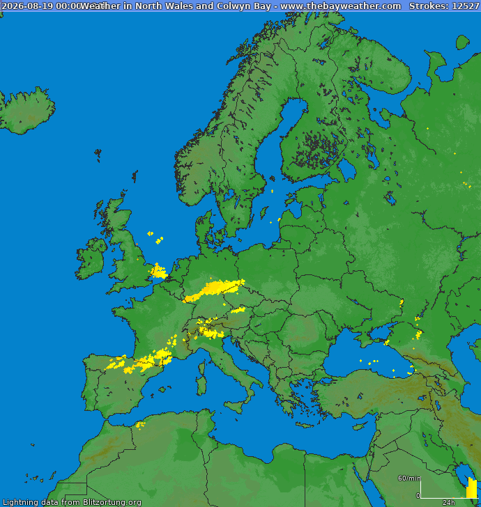Mapa blesků Evropa 20.08.2026