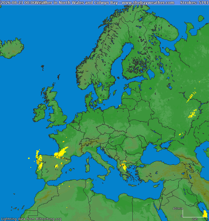 Mappa dei fulmini Europa 24.08.2026