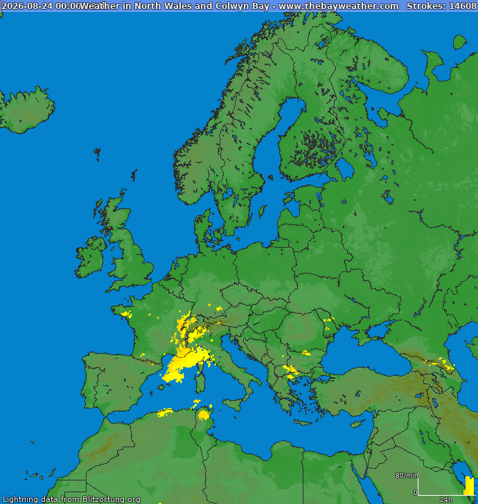 Carte de la foudre Europe 25/08/2026