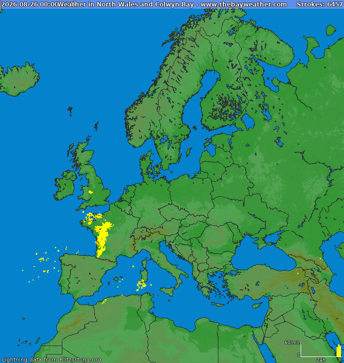 Lightning map Europe 2026-08-27