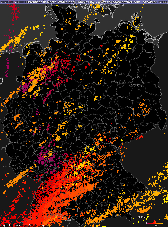 Lightning map Germany 2026-08-29