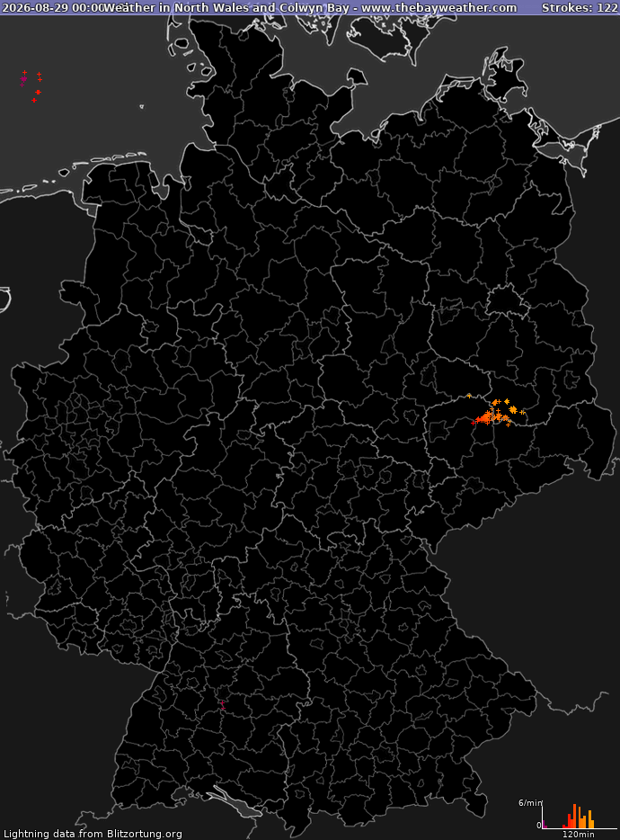 Lightning map Germany 2026-08-29 (Animation)